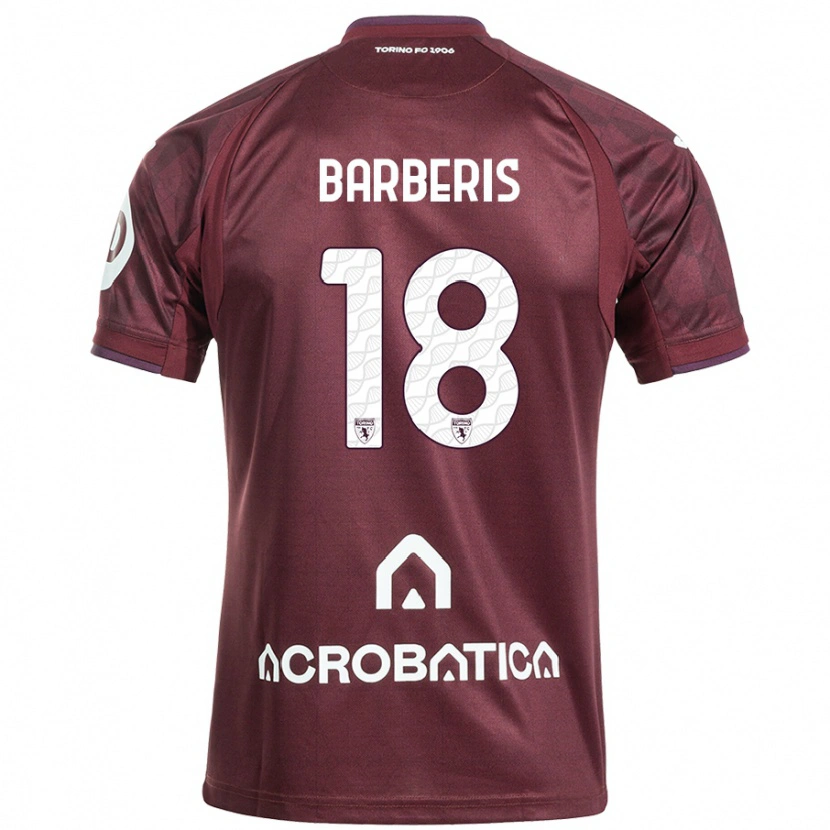 Danxen Kinder Laura Barberis #18 Kastanienbraun Weiß Heimtrikot Trikot 2024/25 T-Shirt