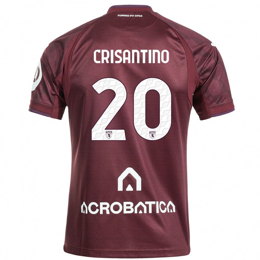 Danxen Kinder Giulia Crisantino #20 Kastanienbraun Weiß Heimtrikot Trikot 2024/25 T-Shirt
