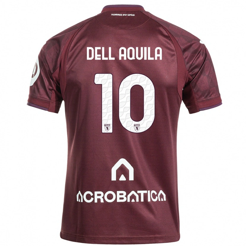 Danxen Kinder Francesco Dell'aquila #10 Kastanienbraun Weiß Heimtrikot Trikot 2024/25 T-Shirt