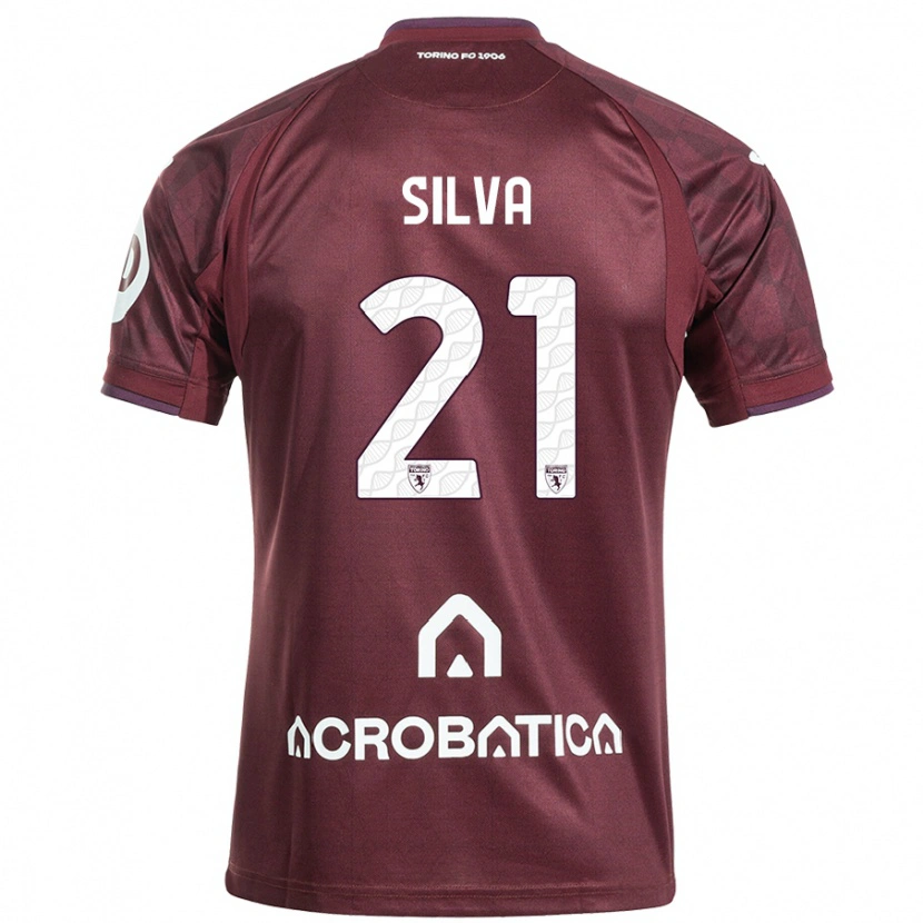 Danxen Kinder Jonathan Silva #21 Kastanienbraun Weiß Heimtrikot Trikot 2024/25 T-Shirt