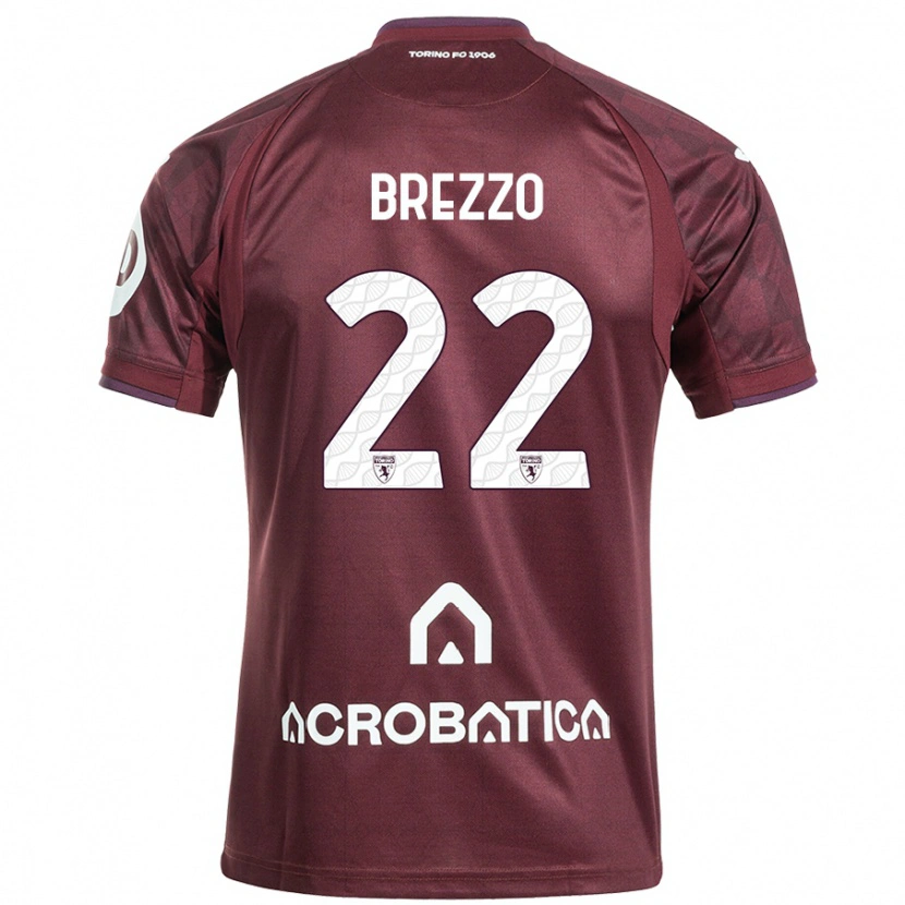 Danxen Kinder Matteo Brezzo #22 Kastanienbraun Weiß Heimtrikot Trikot 2024/25 T-Shirt