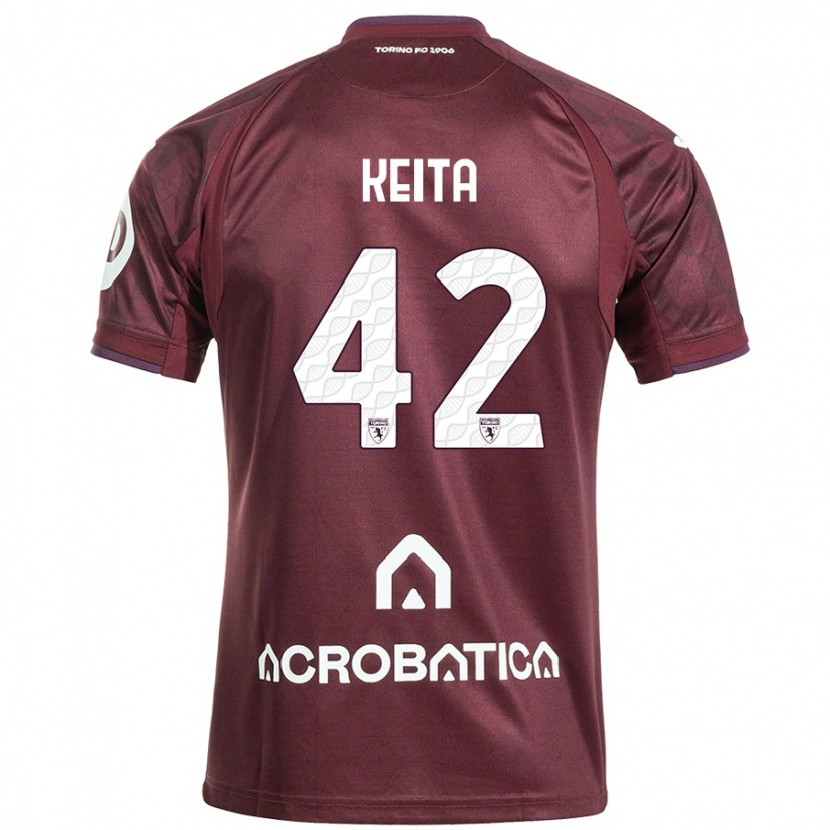 Danxen Kinder Karamoko Keita #42 Kastanienbraun Weiß Heimtrikot Trikot 2024/25 T-Shirt
