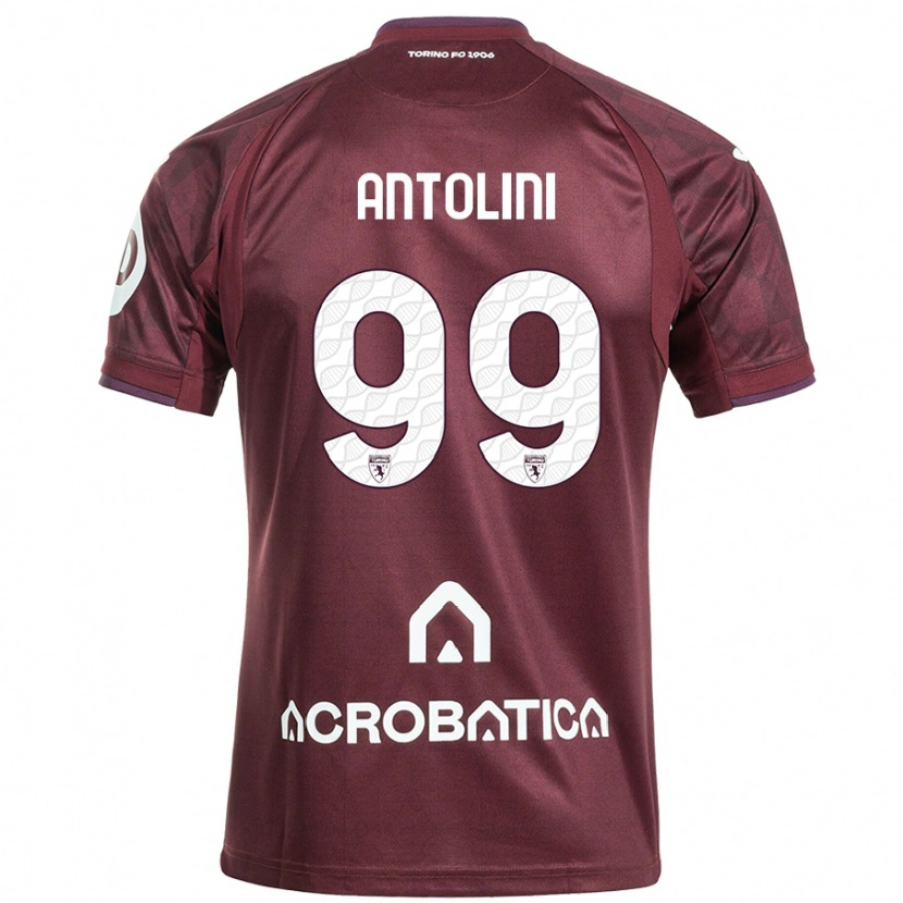 Danxen Kinder Jacopo Antolini #99 Kastanienbraun Weiß Heimtrikot Trikot 2024/25 T-Shirt