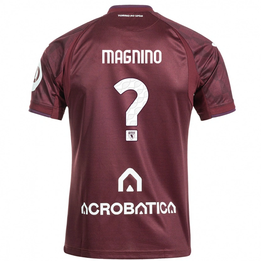 Danxen Kinder Emanuele Magnino #0 Kastanienbraun Weiß Heimtrikot Trikot 2024/25 T-Shirt