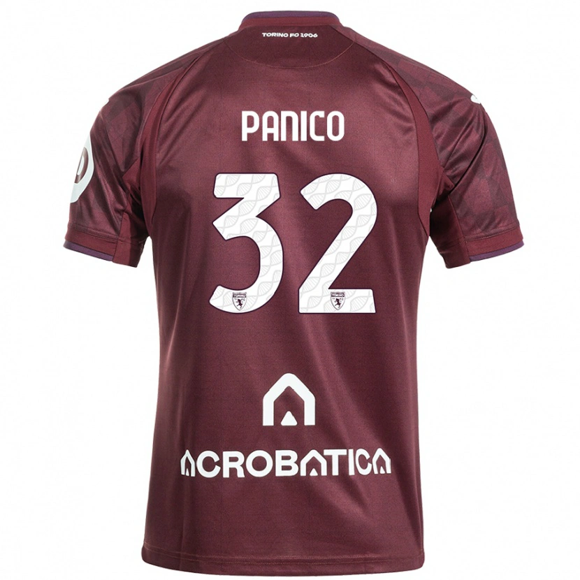 Danxen Kinder Patrizia Panico #32 Kastanienbraun Weiß Heimtrikot Trikot 2024/25 T-Shirt