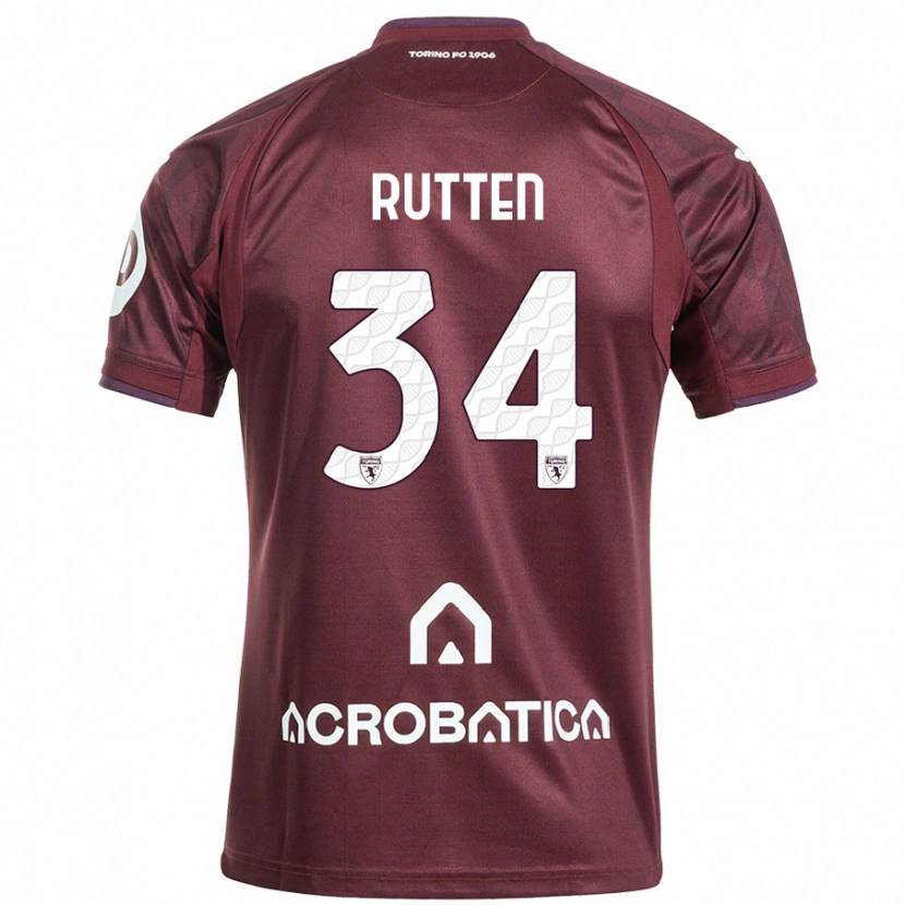 Danxen Kinder Jill Rutten #34 Kastanienbraun Weiß Heimtrikot Trikot 2024/25 T-Shirt