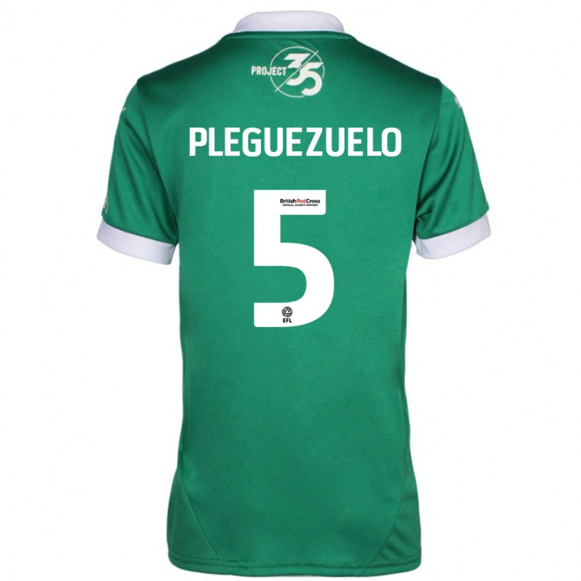 Danxen Kinder Julio Pleguezuelo #5 Grün Weiß Heimtrikot Trikot 2024/25 T-Shirt
