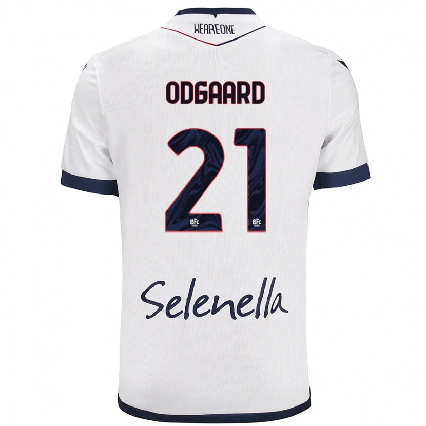 Danxen Kinder Jens Odgaard #21 Weiß Königsblau Auswärtstrikot Trikot 2024/25 T-Shirt