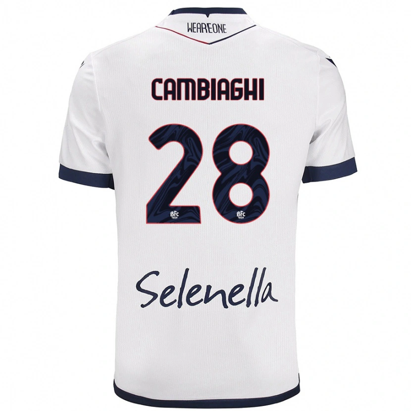 Danxen Kinder Nicolò Cambiaghi #28 Weiß Königsblau Auswärtstrikot Trikot 2024/25 T-Shirt