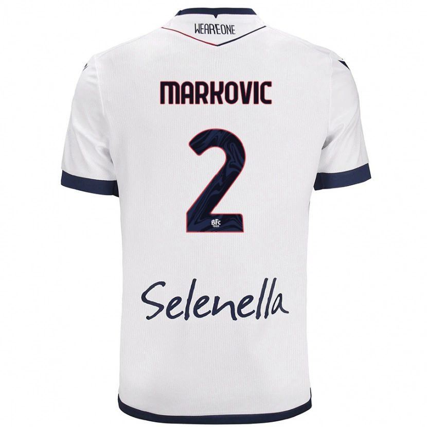 Danxen Kinder Petar Markovic #2 Weiß Königsblau Auswärtstrikot Trikot 2024/25 T-Shirt