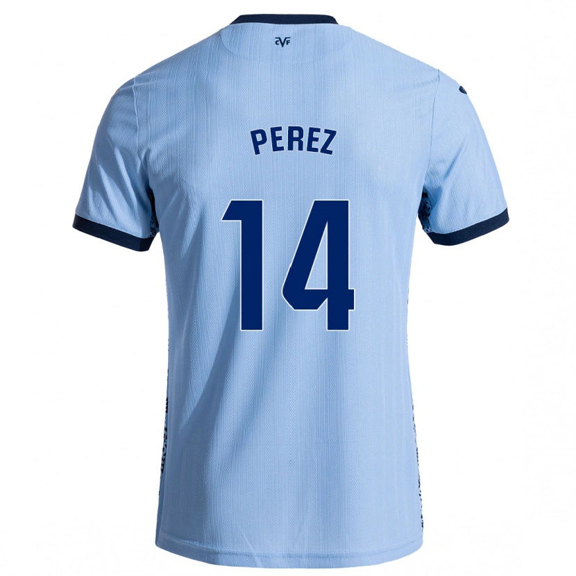 Danxen Kinder Nerea Pérez #14 Himmelblau Auswärtstrikot Trikot 2024/25 T-Shirt