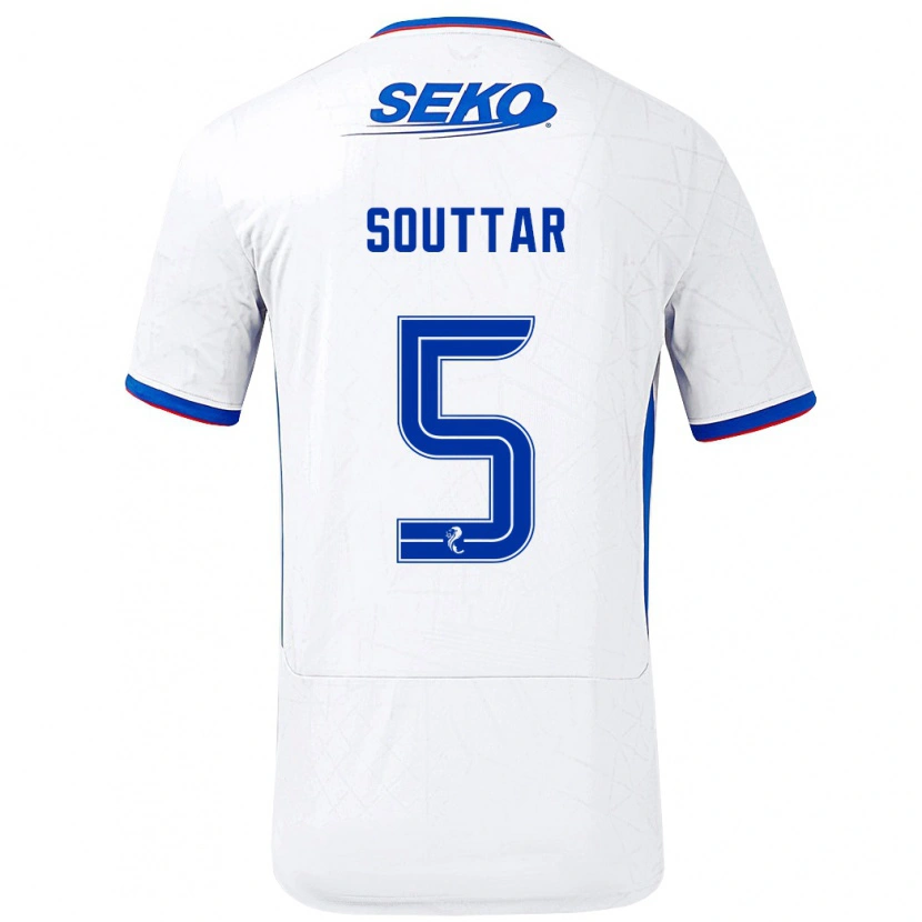 Danxen Kinder John Souttar #5 Weiß Blau Auswärtstrikot Trikot 2024/25 T-Shirt