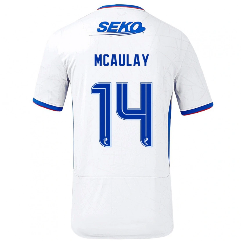 Danxen Kinder Mia Mcaulay #14 Weiß Blau Auswärtstrikot Trikot 2024/25 T-Shirt