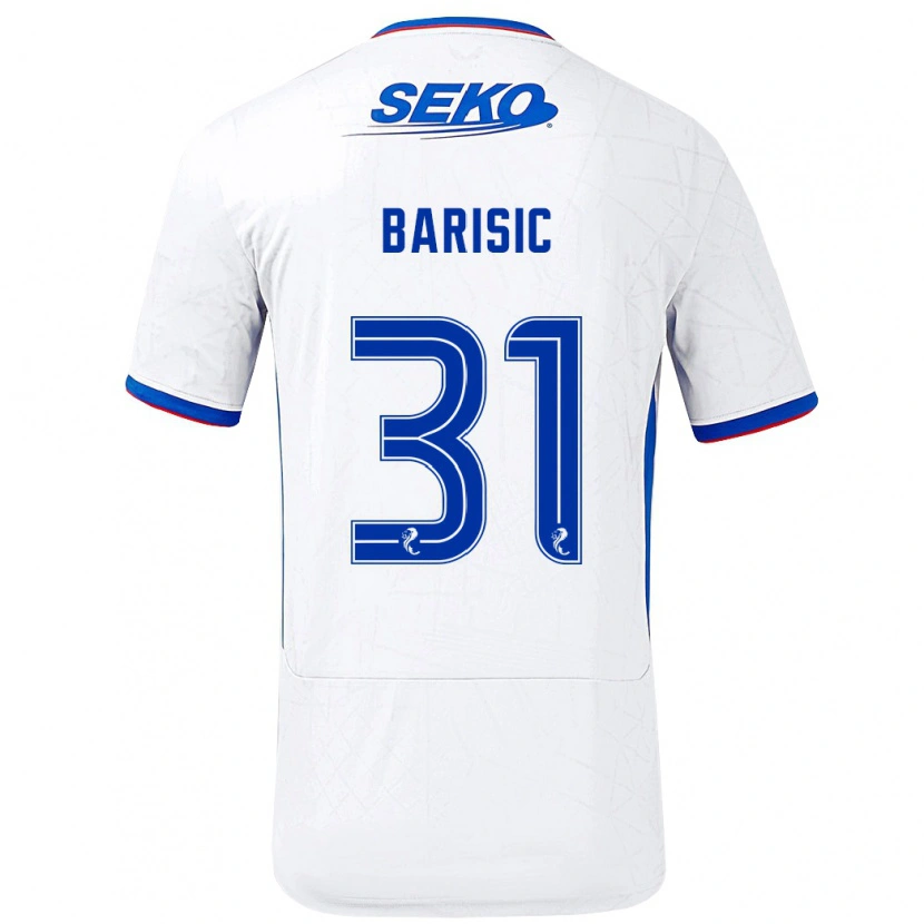 Danxen Kinder Borna Barisic #31 Weiß Blau Auswärtstrikot Trikot 2024/25 T-Shirt