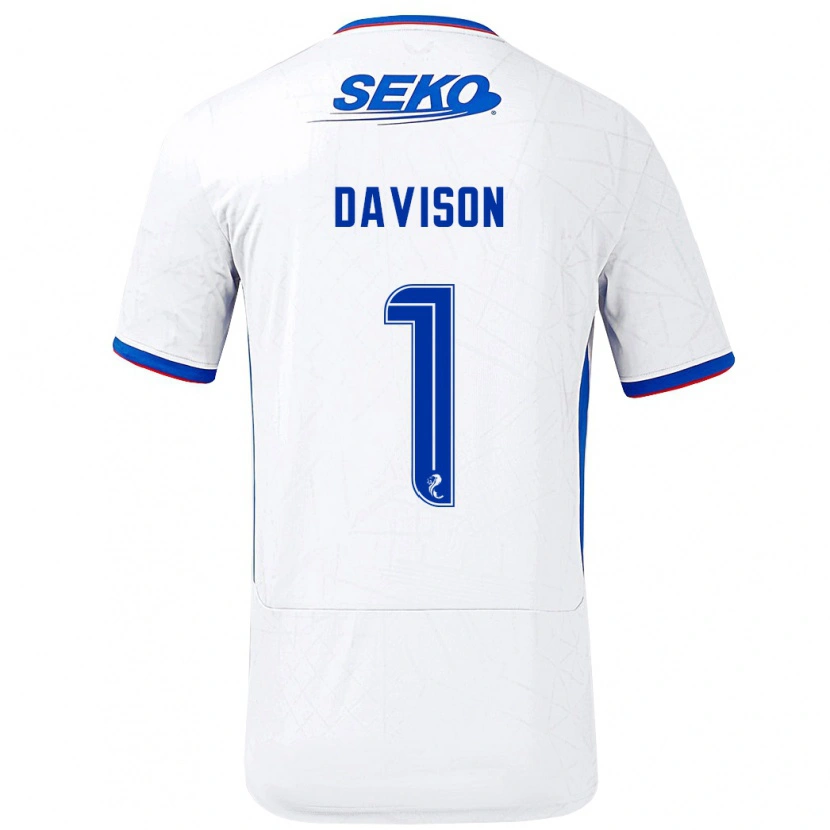 Danxen Kinder Hannah Davison #1 Weiß Blau Auswärtstrikot Trikot 2024/25 T-Shirt