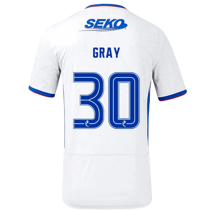 Danxen Kinder Georgia Gray #30 Weiß Blau Auswärtstrikot Trikot 2024/25 T-Shirt