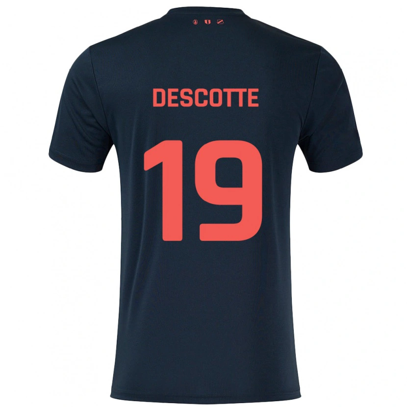 Danxen Kinder Anthony Descotte #19 Schwarz Rot Auswärtstrikot Trikot 2024/25 T-Shirt