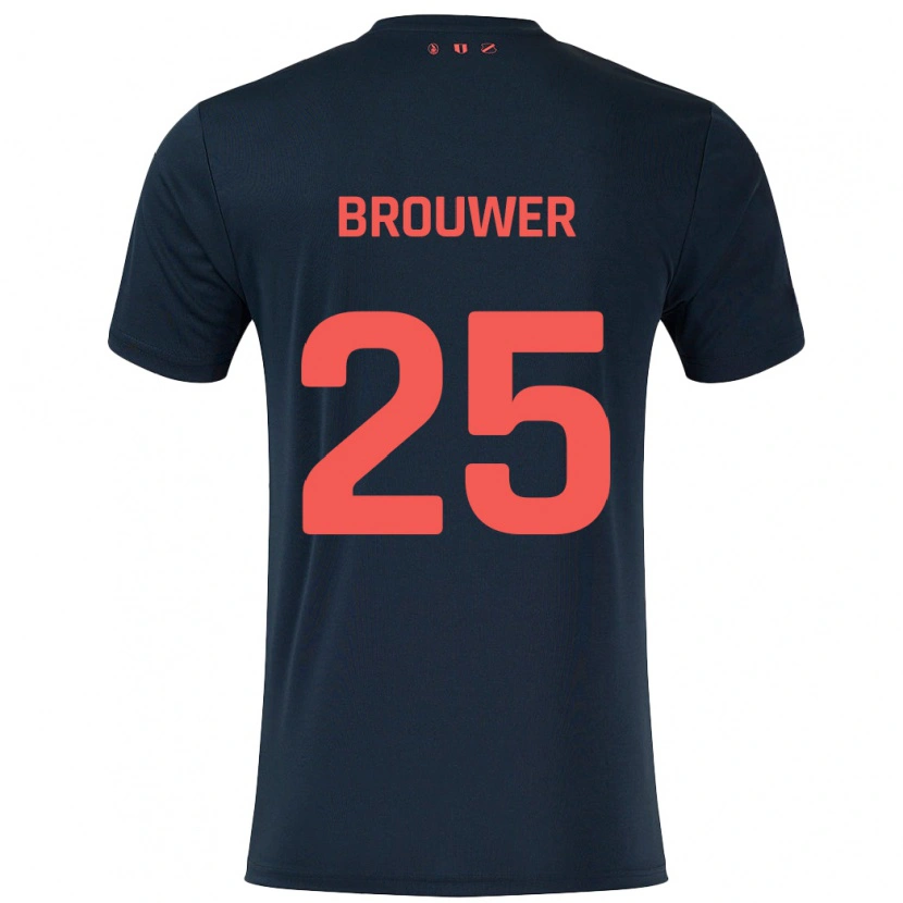 Danxen Kinder Michael Brouwer #25 Schwarz Rot Auswärtstrikot Trikot 2024/25 T-Shirt
