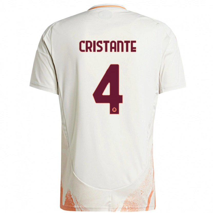 Danxen Kinder Bryan Cristante #4 Cremeweiß Orange Auswärtstrikot Trikot 2024/25 T-Shirt