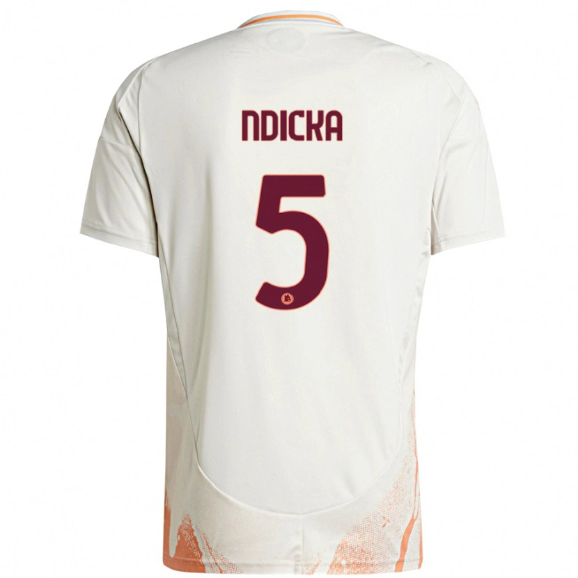 Danxen Kinder Evan Ndicka #5 Cremeweiß Orange Auswärtstrikot Trikot 2024/25 T-Shirt