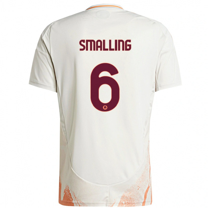 Danxen Kinder Chris Smalling #6 Cremeweiß Orange Auswärtstrikot Trikot 2024/25 T-Shirt