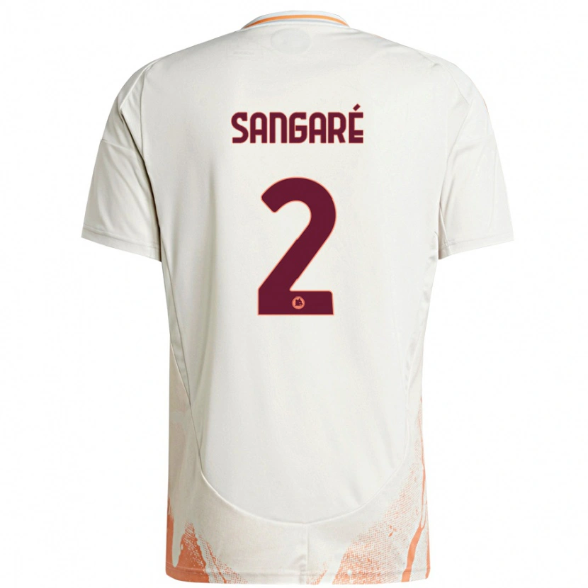 Danxen Kinder Buba Sangaré #2 Cremeweiß Orange Auswärtstrikot Trikot 2024/25 T-Shirt