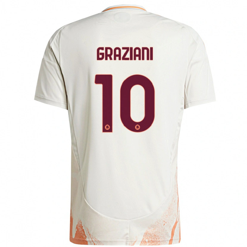 Danxen Kinder Leonardo Graziani #10 Cremeweiß Orange Auswärtstrikot Trikot 2024/25 T-Shirt