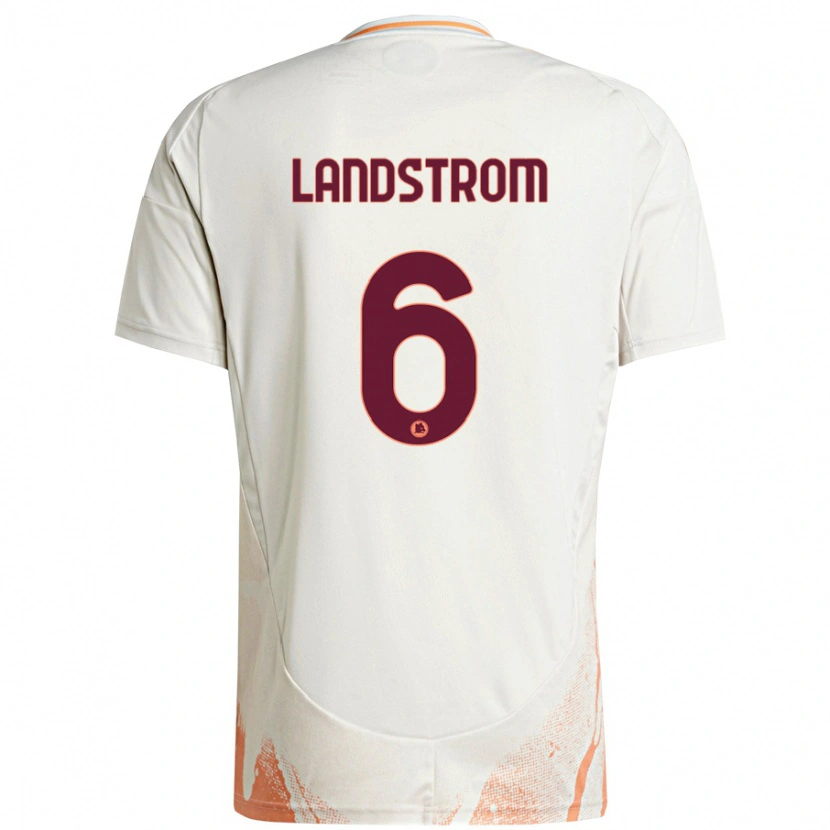 Danxen Kinder Elin Landstrom #6 Cremeweiß Orange Auswärtstrikot Trikot 2024/25 T-Shirt