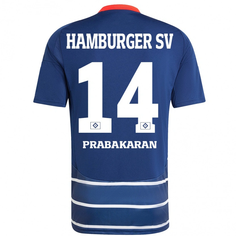 Danxen Kinder Nilavan Prabakaran #14 Dunkelblau Auswärtstrikot Trikot 2024/25 T-Shirt