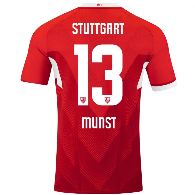 Danxen Kinder Leonhard Münst #13 Rot Weiß Auswärtstrikot Trikot 2024/25 T-Shirt