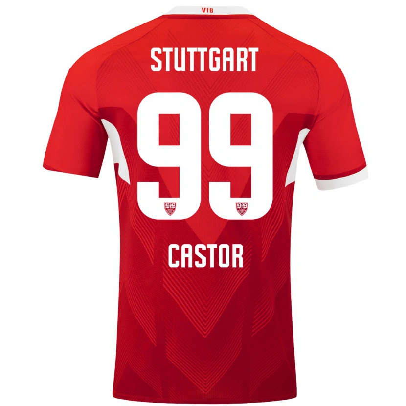 Danxen Kinder Gillian Castor #99 Rot Weiß Auswärtstrikot Trikot 2024/25 T-Shirt