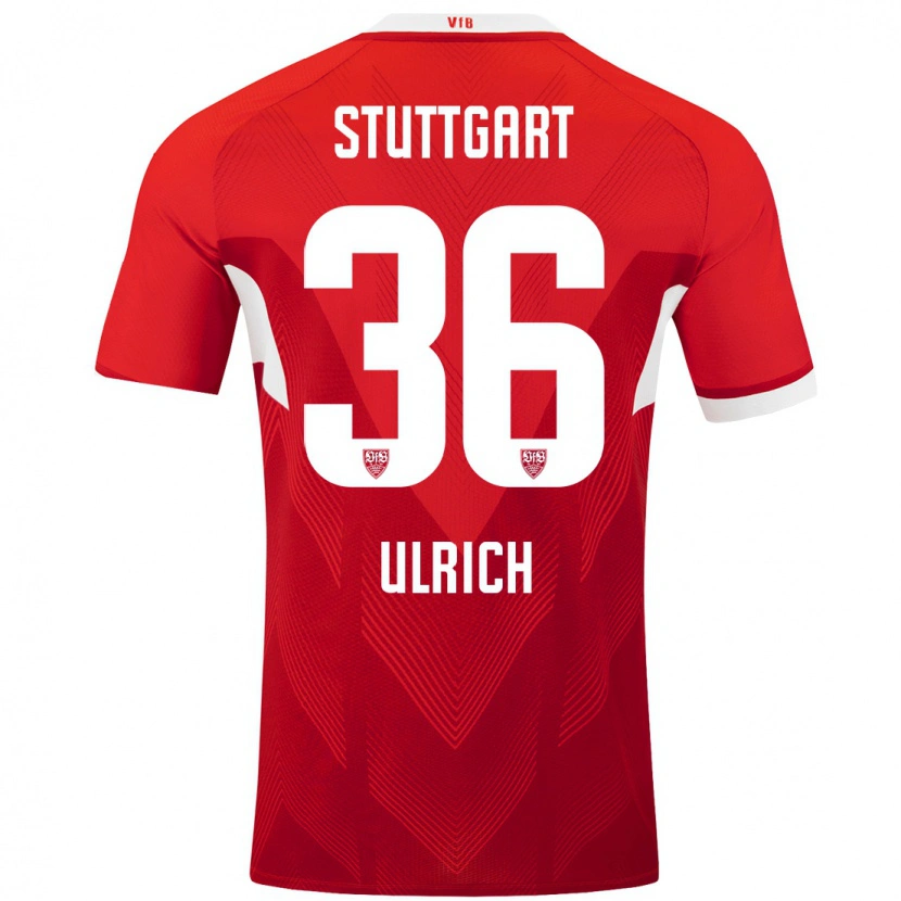 Danxen Kinder Laurin Ulrich #36 Rot Weiß Auswärtstrikot Trikot 2024/25 T-Shirt