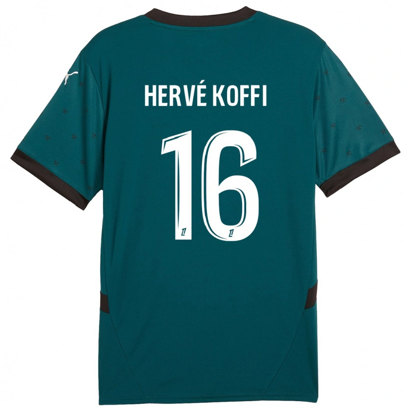 Danxen Kinder Hervé Koffi #16 Dunkelgrün Auswärtstrikot Trikot 2024/25 T-Shirt