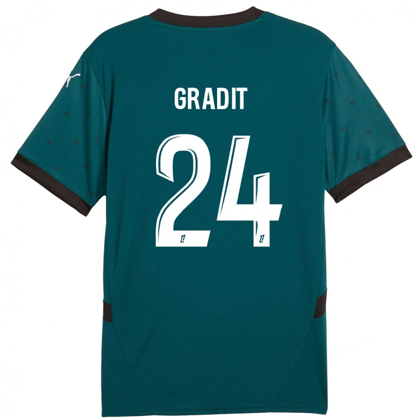 Danxen Kinder Jonathan Gradit #24 Dunkelgrün Auswärtstrikot Trikot 2024/25 T-Shirt