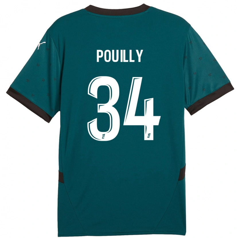 Danxen Kinder Tom Pouilly #34 Dunkelgrün Auswärtstrikot Trikot 2024/25 T-Shirt