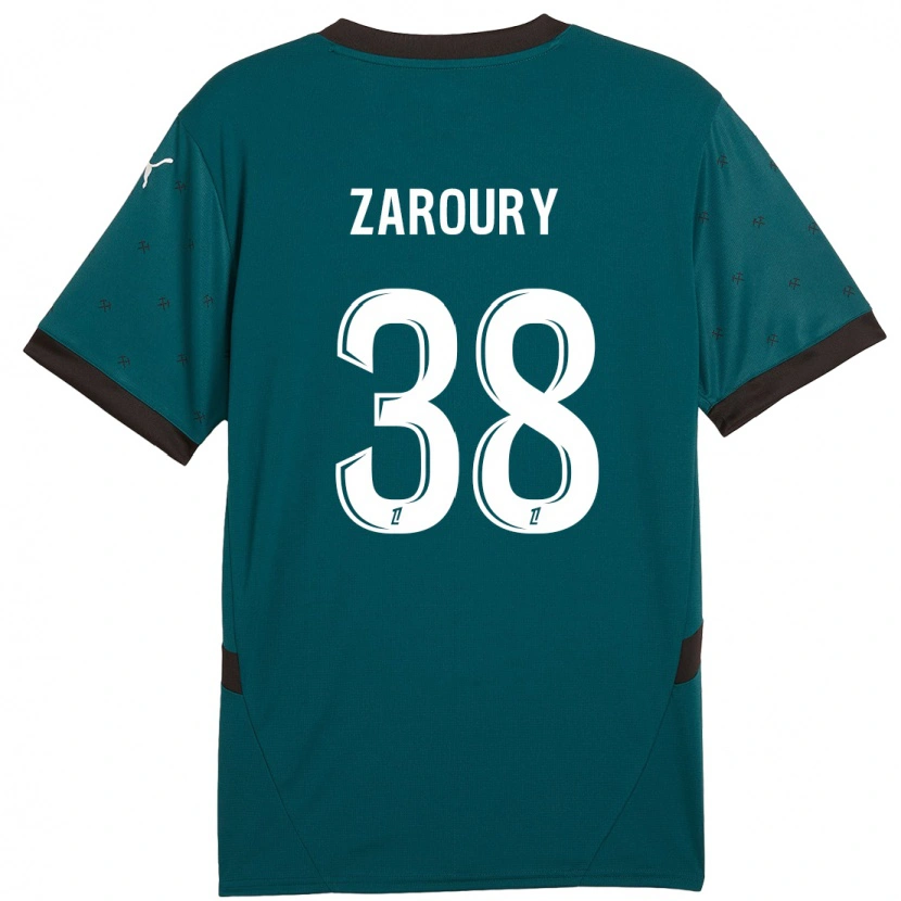 Danxen Kinder Anass Zaroury #38 Dunkelgrün Auswärtstrikot Trikot 2024/25 T-Shirt