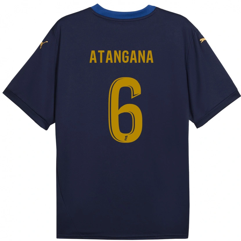 Danxen Kinder Valentin Atangana #6 Marineblau Gold Auswärtstrikot Trikot 2024/25 T-Shirt
