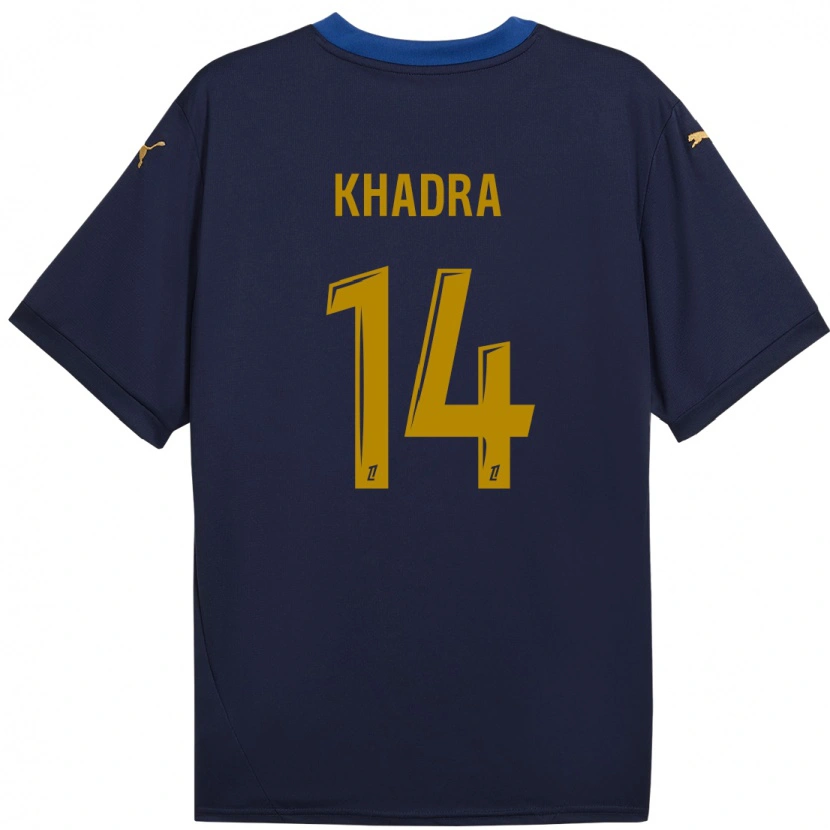 Danxen Kinder Reda Khadra #14 Marineblau Gold Auswärtstrikot Trikot 2024/25 T-Shirt