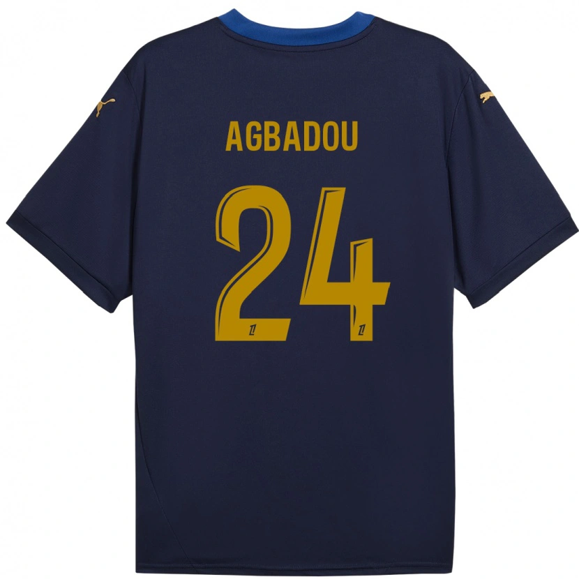 Danxen Kinder Emmanuel Agbadou #24 Marineblau Gold Auswärtstrikot Trikot 2024/25 T-Shirt