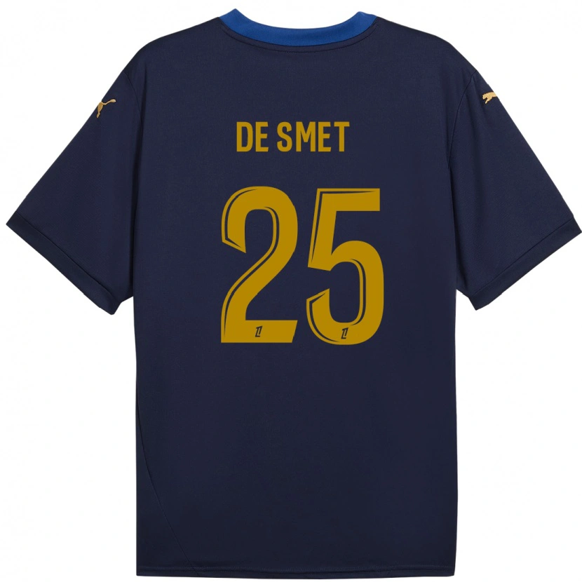 Danxen Kinder Thibault De Smet #25 Marineblau Gold Auswärtstrikot Trikot 2024/25 T-Shirt