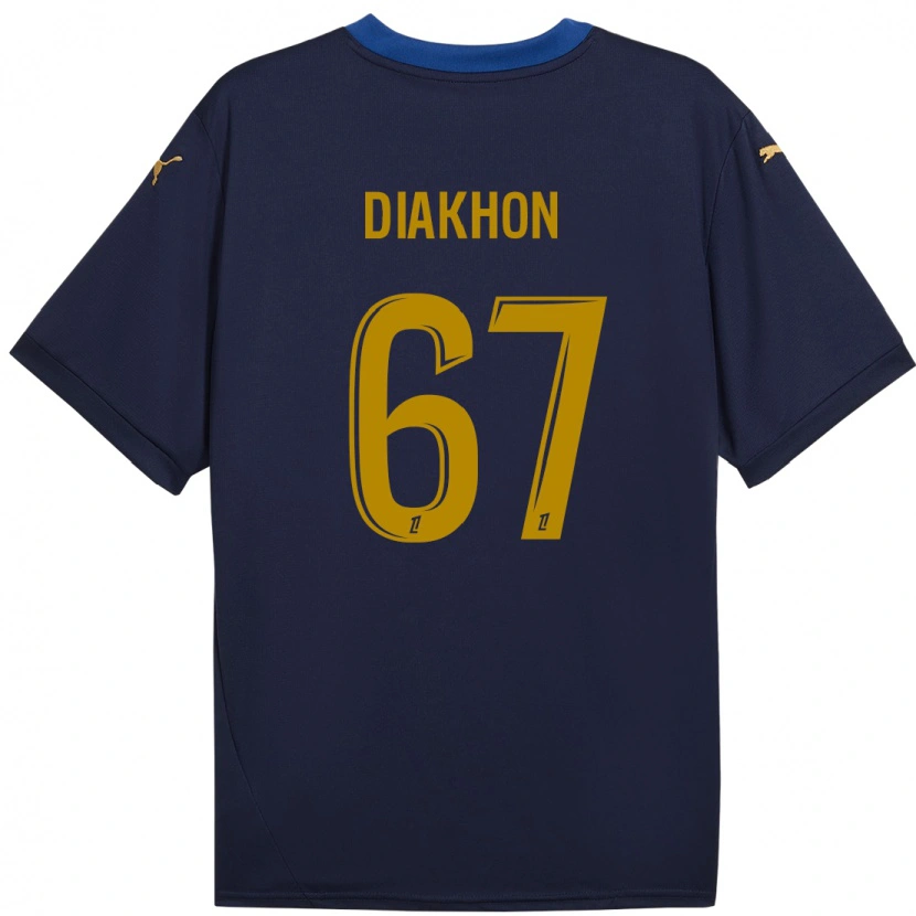 Danxen Kinder Mamadou Diakhon #67 Marineblau Gold Auswärtstrikot Trikot 2024/25 T-Shirt