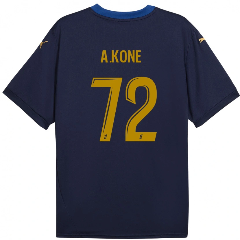 Danxen Kinder Amadou Koné #72 Marineblau Gold Auswärtstrikot Trikot 2024/25 T-Shirt