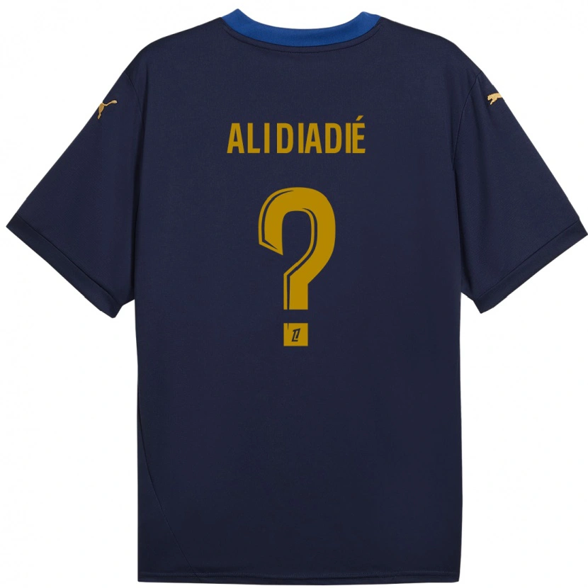 Danxen Kinder Mohamed Ali Diadié #0 Marineblau Gold Auswärtstrikot Trikot 2024/25 T-Shirt