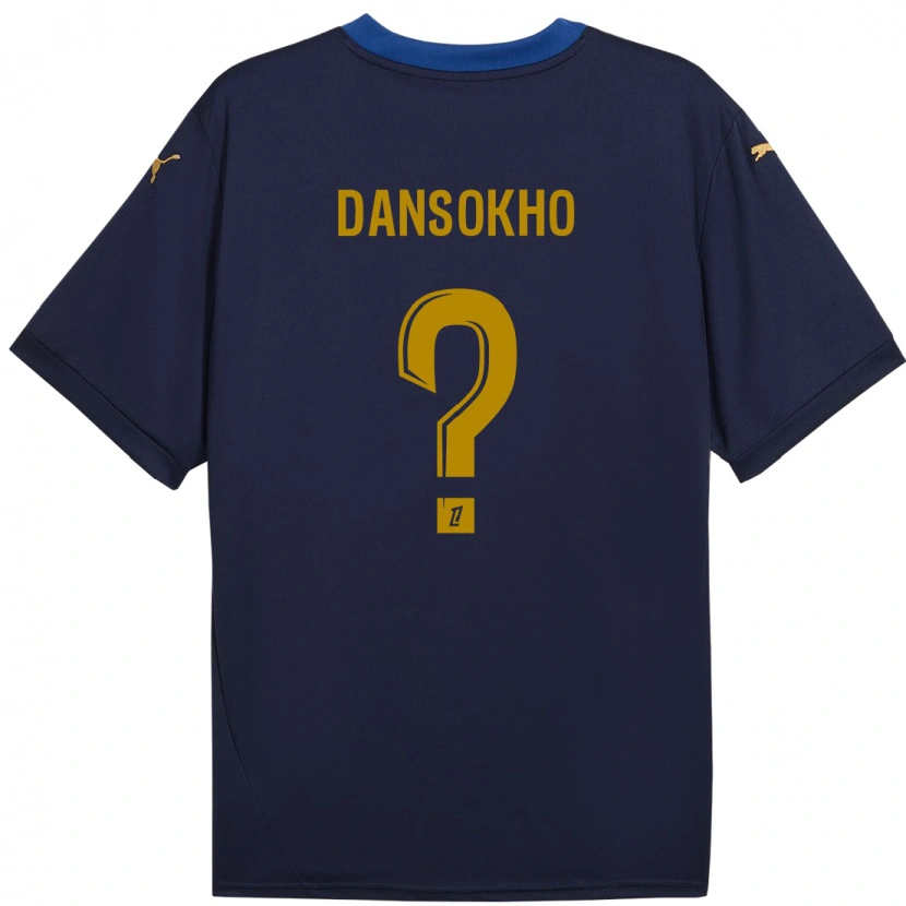 Danxen Kinder Ansoumana Dansokho #0 Marineblau Gold Auswärtstrikot Trikot 2024/25 T-Shirt