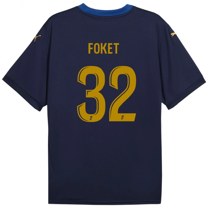 Danxen Kinder Thomas Foket #32 Marineblau Gold Auswärtstrikot Trikot 2024/25 T-Shirt