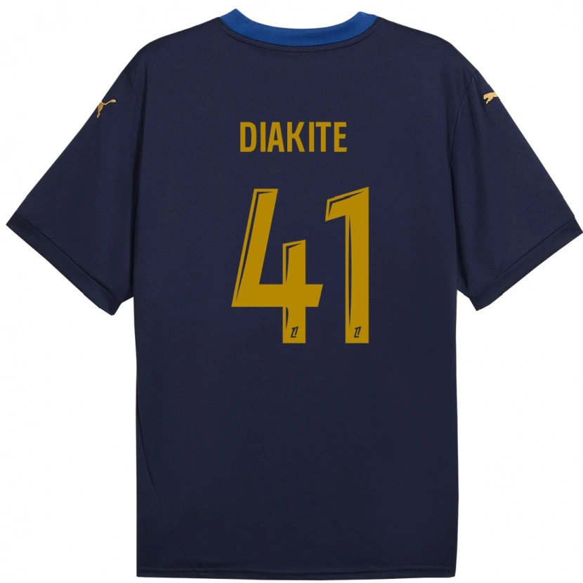 Danxen Kinder Ibrahim Diakité #41 Marineblau Gold Auswärtstrikot Trikot 2024/25 T-Shirt