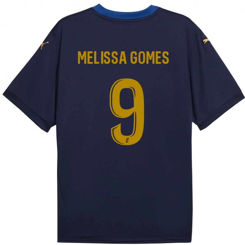 Danxen Kinder Melissa Ferreira Gomes #9 Marineblau Gold Auswärtstrikot Trikot 2024/25 T-Shirt