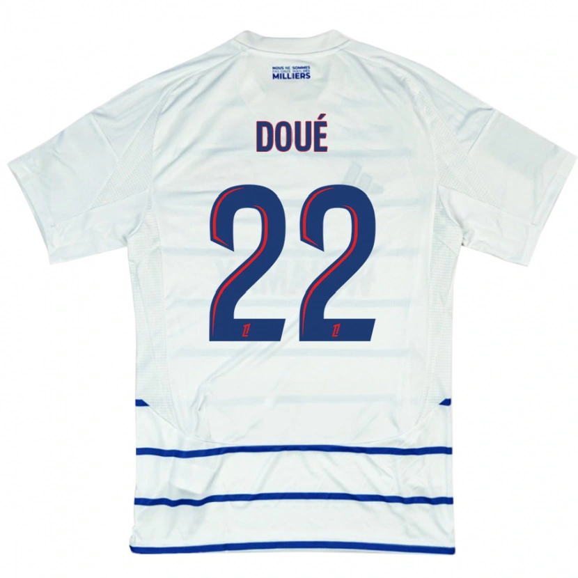 Danxen Kinder Guéla Doué #22 Weiß Blau Auswärtstrikot Trikot 2024/25 T-Shirt