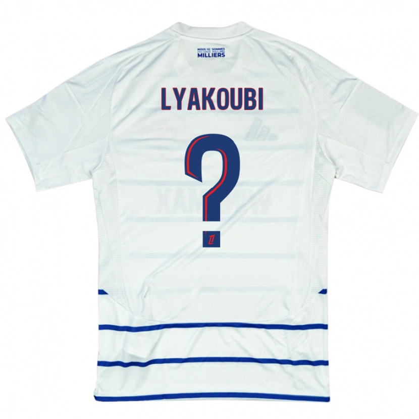 Danxen Kinder Oussama Lyakoubi #0 Weiß Blau Auswärtstrikot Trikot 2024/25 T-Shirt