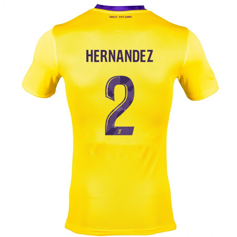 Danxen Kinder Lucie Hernandez #2 Gelb Lila Auswärtstrikot Trikot 2024/25 T-Shirt